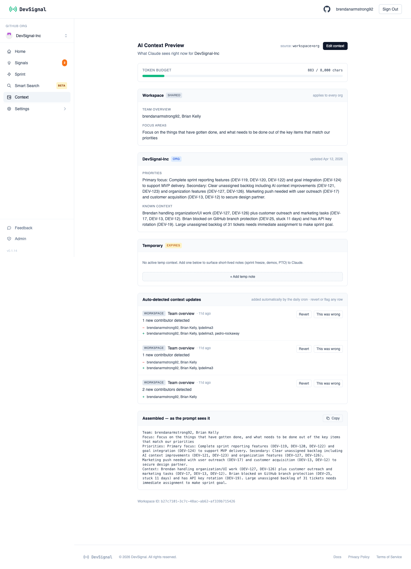 Context product preview