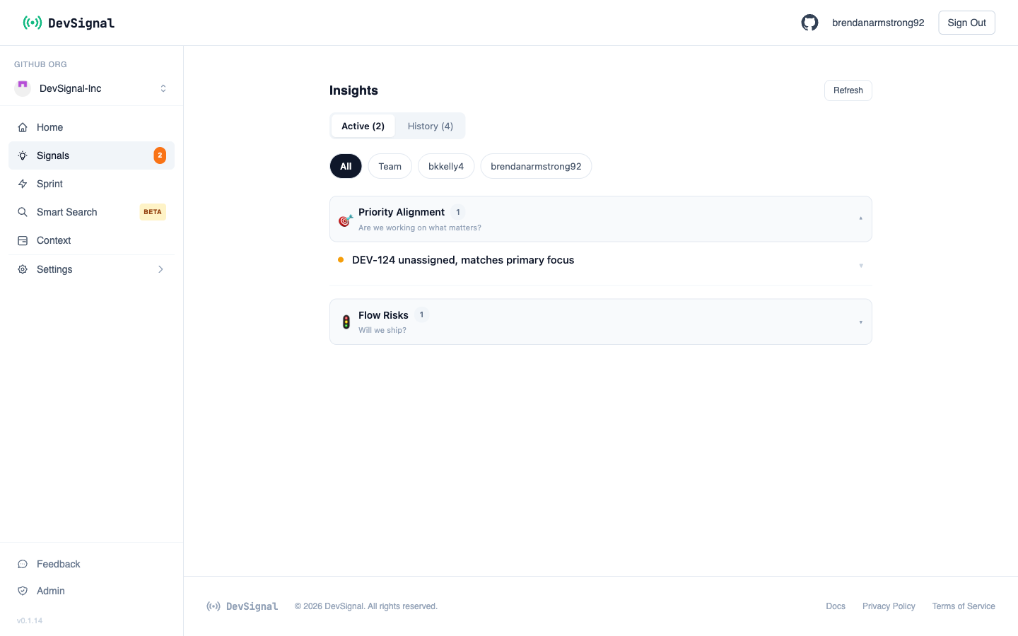 Signals product preview